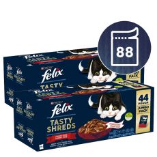 Felix Tasty Shreds kapsičky pro kočky hovězí, kuře, kachna, krůta ve šťávě 88x80 g