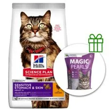 Hill's Science Plan Feline Adult Sensitive Stomach & Skin Chicken 7kg + kočkolit ZDARMA