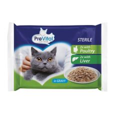 PreVital Cat Sterile Kapsička drůbeží/játra v omáčce 4 x 100 g