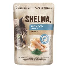 Shelma Cat Kapsička treska-spirulina v omáčce 85 g