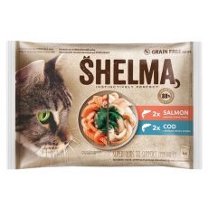 Shelma Cat Kapsička losos/treska v omáčce 4 x 85 g