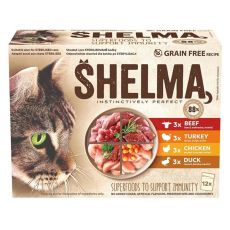 Shelma Cat Kapsička 4 druhy masa v omáčce 12 x 85 g