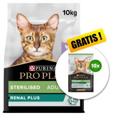 PURINA PRO PLAN CAT STERILISED RENAL PLUS krůta 10 kg + 10 x kapsička Sterilised ZDARMA