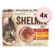 Shelma Cat Kapsička 4 druhy masa v omáčce 48 x 85 g