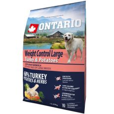 ONTARIO Weight Control Large – turkey & potatoes 2,25 kg - POŠKOZENÝ OBAL