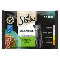 Sheba Delikatesse Kapsičky sm&iacute;&scaron;en&yacute; v&yacute;běr v žel&eacute; 4 x 85 g