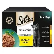 Sheba Delikatesse Kapsička v&yacute;běrov&aacute; drůbež v žel&eacute; 12 x 85 g