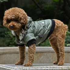Bunda pro psa s kožešinkou - zelená, XL