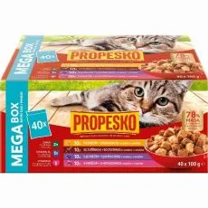 Propesko Cat Adult Kapsička hověz&iacute;/kuřec&iacute;/zvěřina/jehněč&iacute; v om&aacute;čce 40 x 100 g