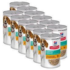 Hill's Science Plan Perfect Weight konzerva pro dospělé psy s kuřecím masem 12 x 363 g