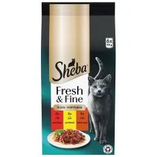 Sheba Fresh & Fine kapsle pro kočky, kuřec&iacute; a hověz&iacute; 6 x 50 g