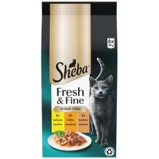 Sheba Fresh & Fine kapsle pro kočky, kuřec&iacute; a krůt&iacute; 6 x 50 g