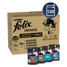 Felix Fantastic kapsičky pro kočky hověz&iacute;, kuře, tuň&aacute;k, losos v žel&eacute; 120x85 g