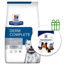 Hill's Prescription Diet Derm Complete Mini Alergie a p&eacute;če o kůži 6 kg + pamlsky ZDARMA