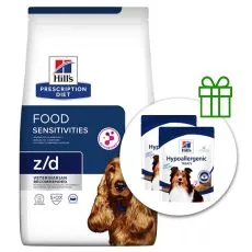 Hill's Prescription Diet z/d Alergie a p&eacute;če o kůži granule pro psy 10 kg + 2x pamlsky ZDARMA