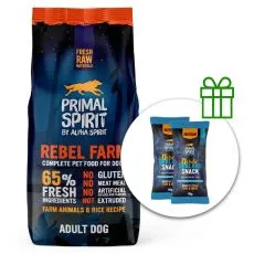 Primal Spirit Dog 65% Rebel Farm kuře a ryby 12 kg + 2 x pamlsky ZDARMA