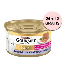 Konzerva Gourmet GOLD Kitten - paštika s telecím masem 85 g, 24+12 ks ZDARMA