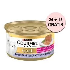 Konzerva Gourmet GOLD Kitten - pa&scaron;tika s telec&iacute;m masem 85 g, 24+12 ks ZDARMA