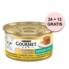 Konzerva Gourmet GOLD - Savoury Cake s kuřetem a mrkv&iacute; 85 g, 24+12 ks ZDARMA