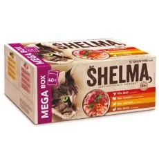 Shelma Cat Kapsička 4 druhy masa v om&aacute;čce MEGA BOX 40 x 85 g