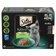 Sheba Kitten Kapsičky sm&iacute;&scaron;en&yacute; v&yacute;běr ve &scaron;ť&aacute;vě 12 x 85 g