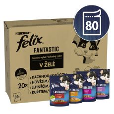Kapsičky FELIX Fantastic Multipack - s hovězím, kuřetem, kachnou a jehněčím v želé 80 x 85 g