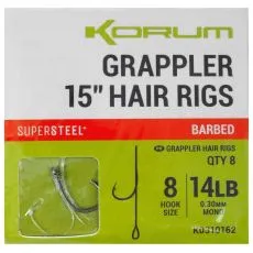 Korum GRAPPLER Hair Rig Barbed 38cm/0.30mm hook size 8
