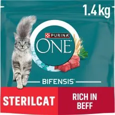 Purina ONE Bifensis Sterilised granule pro kočky hověz&iacute; 1,4 kg