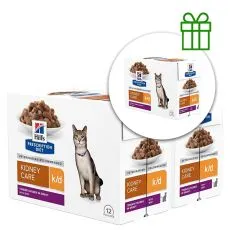 Hill's Prescription Diet k/d P&eacute;če o ledviny kapsička pro kočky s hověz&iacute;m 12 x 85 g, 2+1 ZDARMA