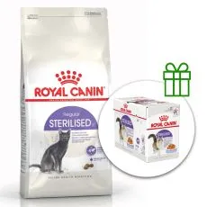 ROYAL CANIN Sterilised granule pro dospěl&eacute; kastrovan&eacute; kočky 10 kg + 12 kapsiček ZDARMA