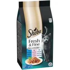 Sheba Fresh & Fine kapsičky pro kočky, tuň&aacute;k, losos a b&iacute;l&aacute; ryba 6 x 50 g