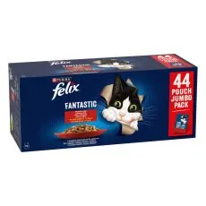 Kapsičky FELIX Fantastic Multipack - s hověz&iacute;m, kuřetem, kachnou a jehněč&iacute;m v žel&eacute; 44 x 85 g
