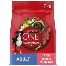 Purina ONE Medium/Maxi Adult granule pro psy hověz&iacute; 7 kg