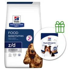 Hill's Prescription Diet z/d Alergie a p&eacute;če o kůži granule pro psy 3 kg + pamlsky ZDARMA
