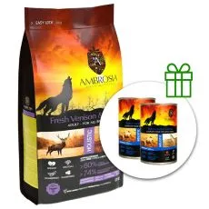 Ambrosia Adult All Breeds Fresh Venison & Lamb 12 kg + 2 konzervy ZDARMA