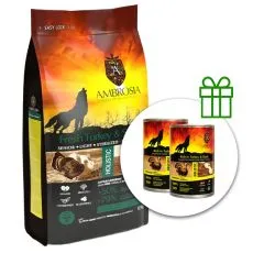 Ambrosia Senior & Sterilized All Breeds Fresh Turkey & Salmon 12 kg + 2 konzervy ZDARMA
