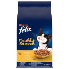 Felix Doubly Delicious granule pro kočky kuře, krůta 10 kg