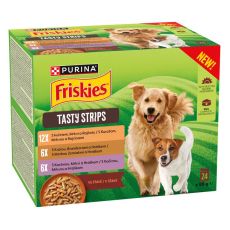 Friskies Tasty Strips kapsičky pro psy kuře, krůta, kachna ve &scaron;ť&aacute;vě 24 x 85 g