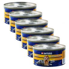 Konzerva ONTARIO Adult pro psa, kuřecí kousky + žaludky, 6 x 200 g