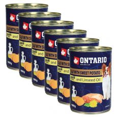 Konzerva ONTARIO Telecí se sladkým bramborem a lněným olejem – 6 x 400 g