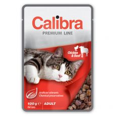 CALIBRA Cat Adult kuřecí a hovězí kousky v omáčce 100 g