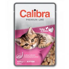 CALIBRA Cat Kitten kuřecí a krůtí kousky v omáčce 100 g