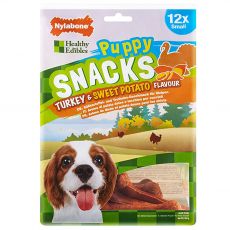 Nylabone Edible Snacks Puppy krůta & sladké brambory S 12 ks