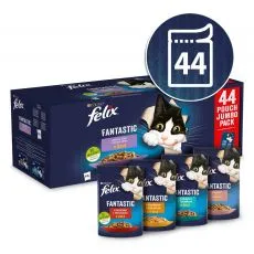 Felix Fantastic kapsičky pro kočky hověz&iacute;, kuře, losos, tuň&aacute;k v žel&eacute; 44 x 85 g