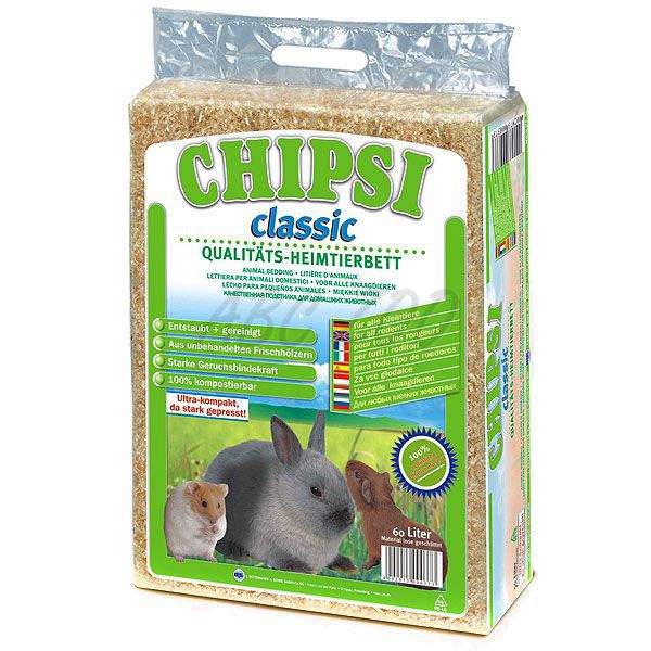 CHIPSI Classic - Hoblinová podestýlka pro hlodavce 60 l