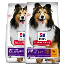Hill's Science Plan Sensitive Stomach & Skin pro dospělé psy s kuřecím 2 x 14 kg