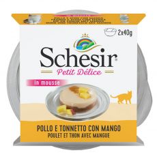 Schesir cat Petit Delice Kuře, tuňák a mango 2 x 40 g