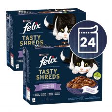 Kapsičky FELIX Tasty Shreds lahodný výběr s rybou ve šťávě 24 x 80 g