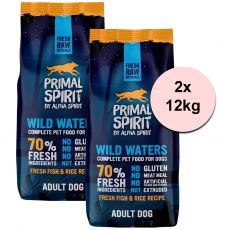 Primal Spirit Dog 70% Wild Waters – mořské ryby 2 x 12kg