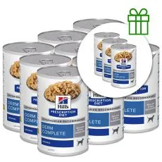 Hill's Prescription Diet Derm Complete Alergie a p&eacute;če o kůži pro psy 370 g, 9+3 ZDARMA